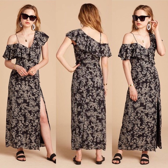 Amuse Society Womens Size Small Midnight Flower One Shoulder Maxi Dress - Picture 10 of 10